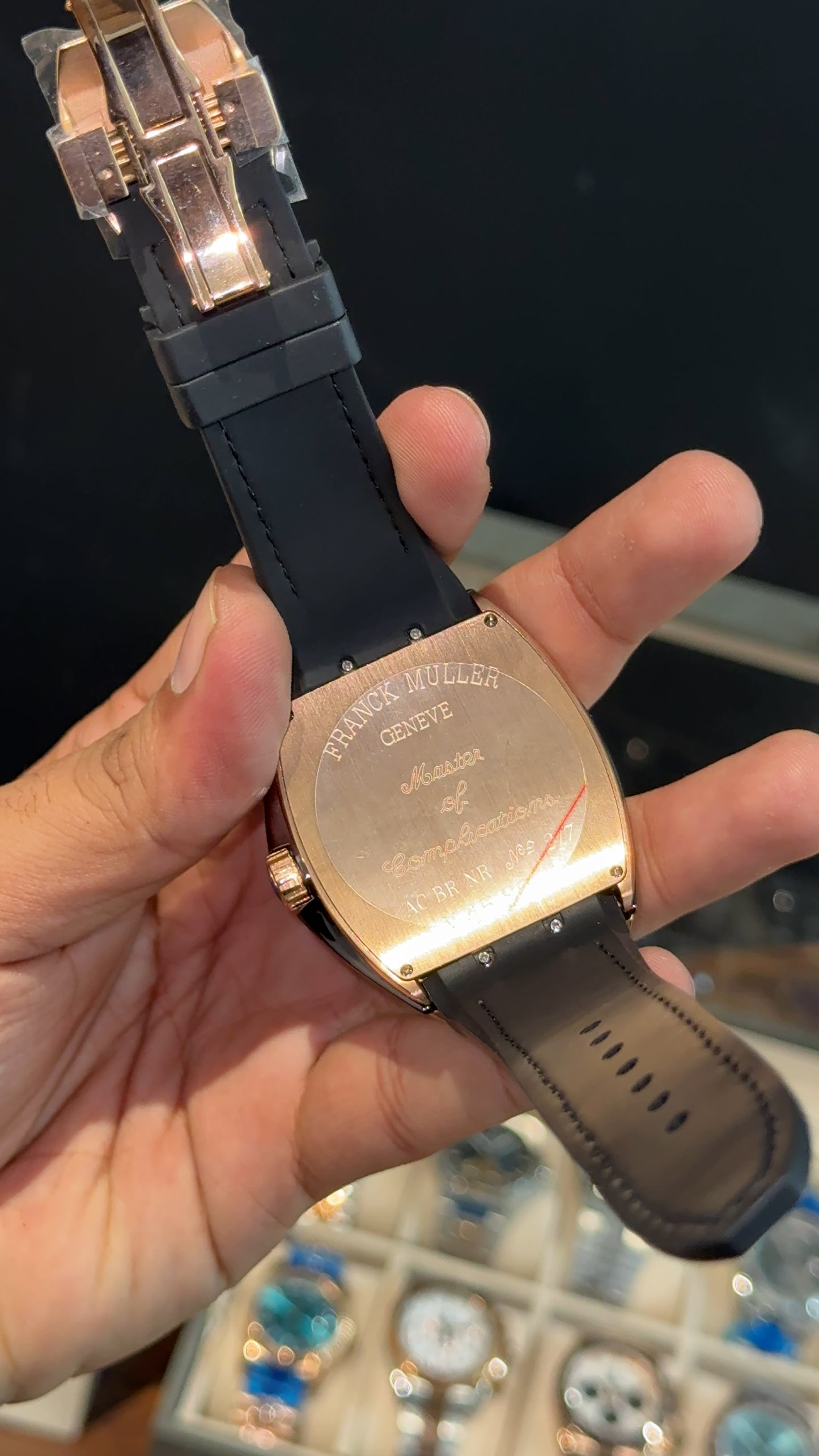 Premium Franck Muller | Vanguard Edition | Rose Case | Black Strap | White Dial