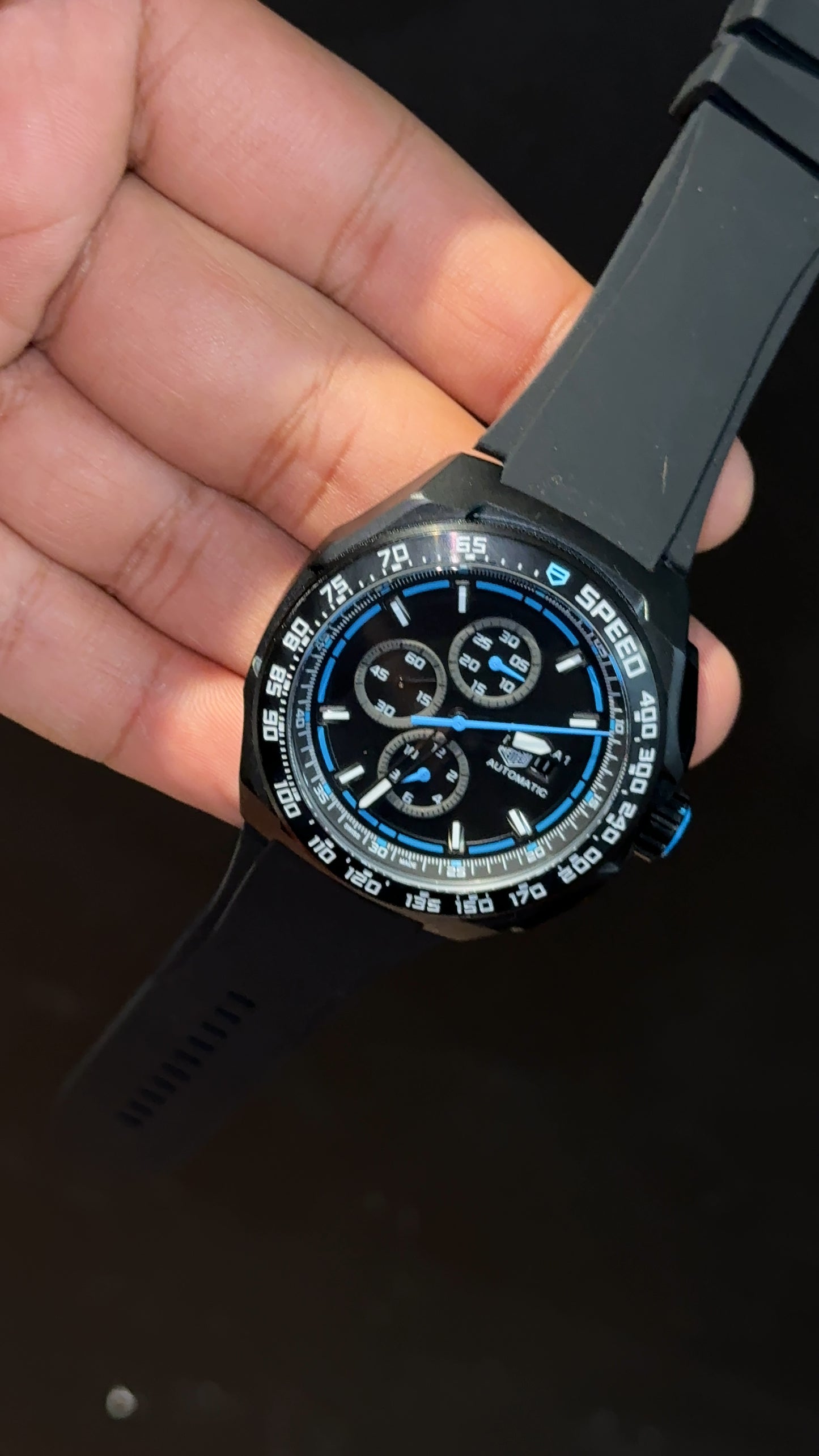 Tag A1 | Black Strap | Chrono | Black Plain Dial