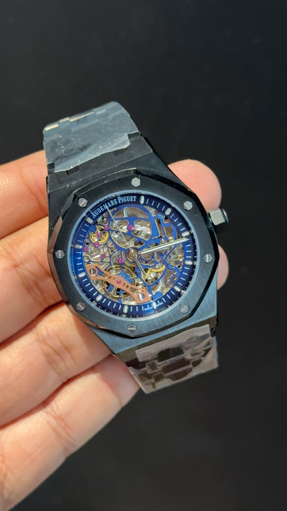 AP Skeleton | Auto | Black Chain | Blue Dial