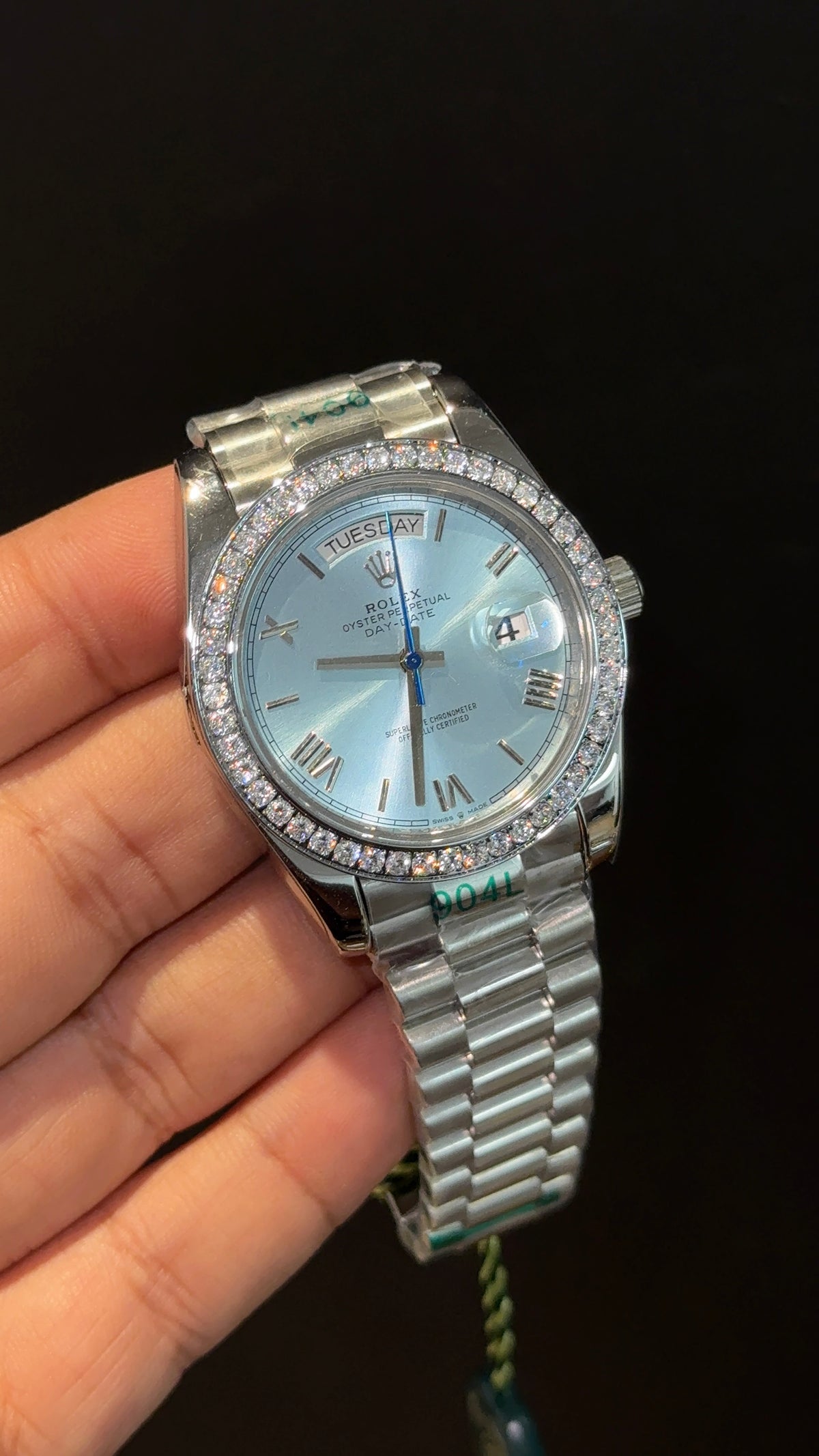 DayDate | Diamond Bezel | Silver Chain | Tiffany Index Dial