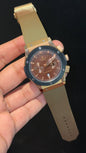 Hublot | Blue Case | Chrono | Goldenish Strap | Red Dial