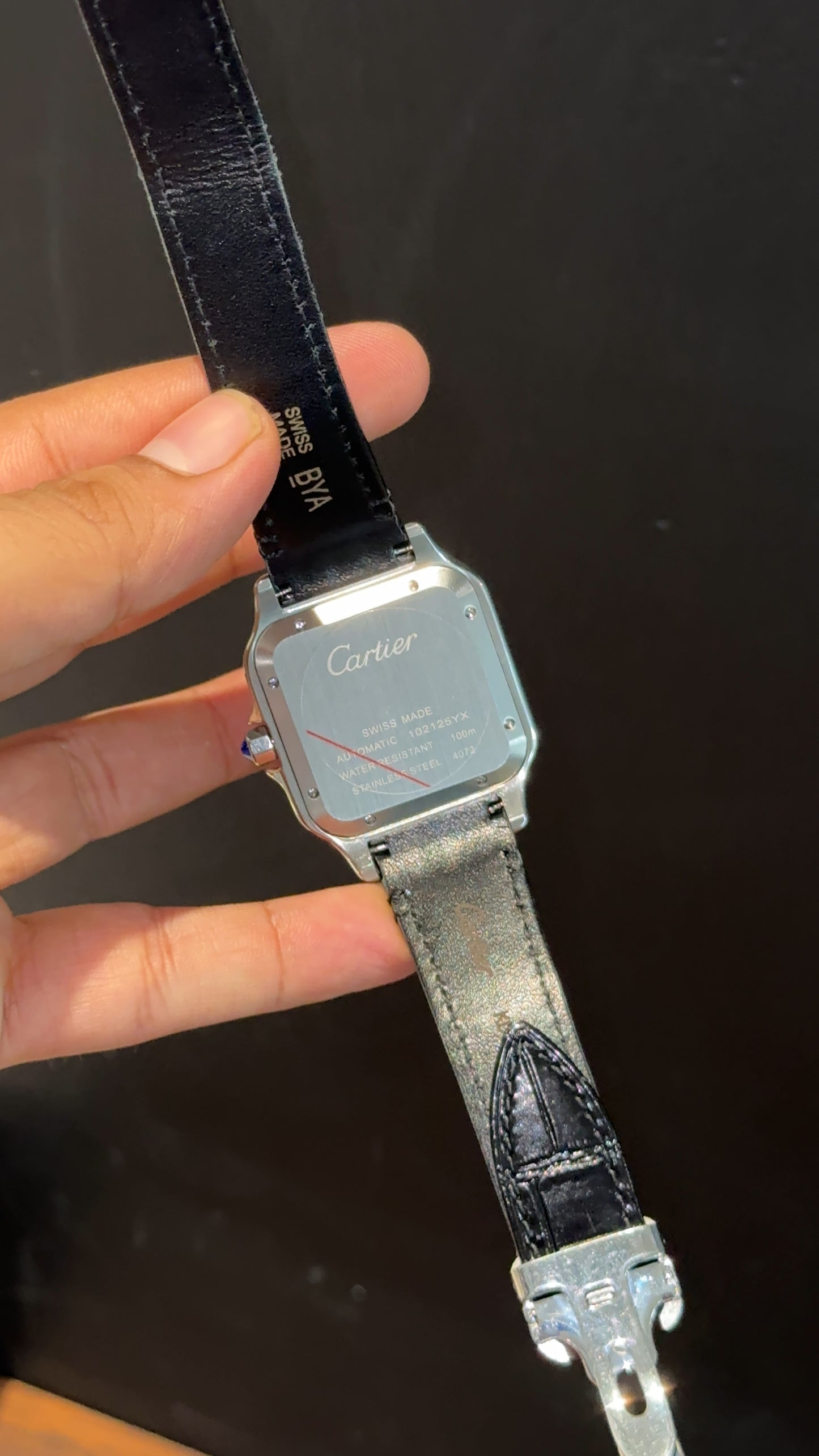 Cartier Santos | Silver Case | Black Strap | white Dial - twentyfour