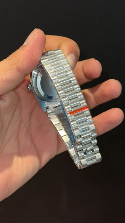 Datejust | 36mm | Silver President Chain | Grey Diamond Dial