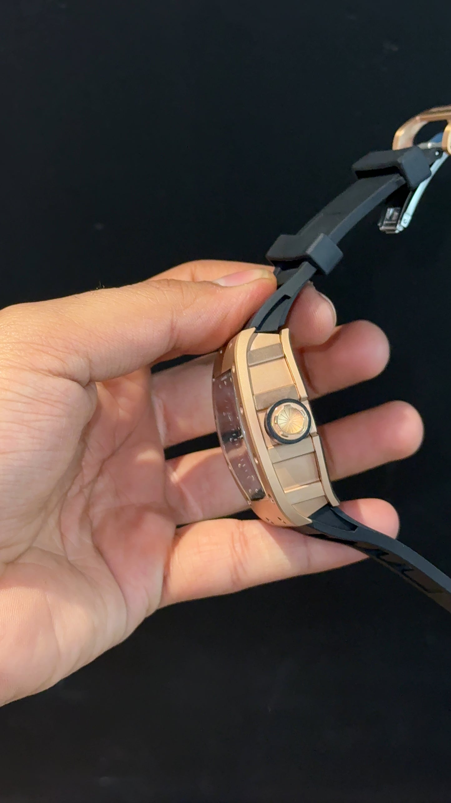 Premium Richard Mille | Rose | RM 035 Edition | Black Strap | Skeleton | Black Dial