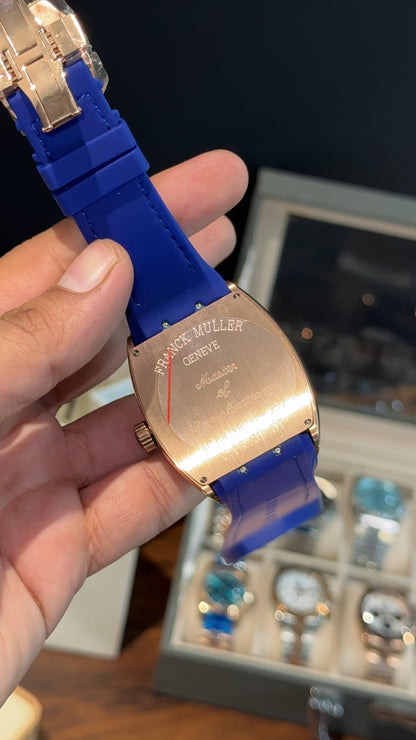 Premium Franck Muller | Vanguard Edition | Rose Case | Blue Strap | Blue Dial