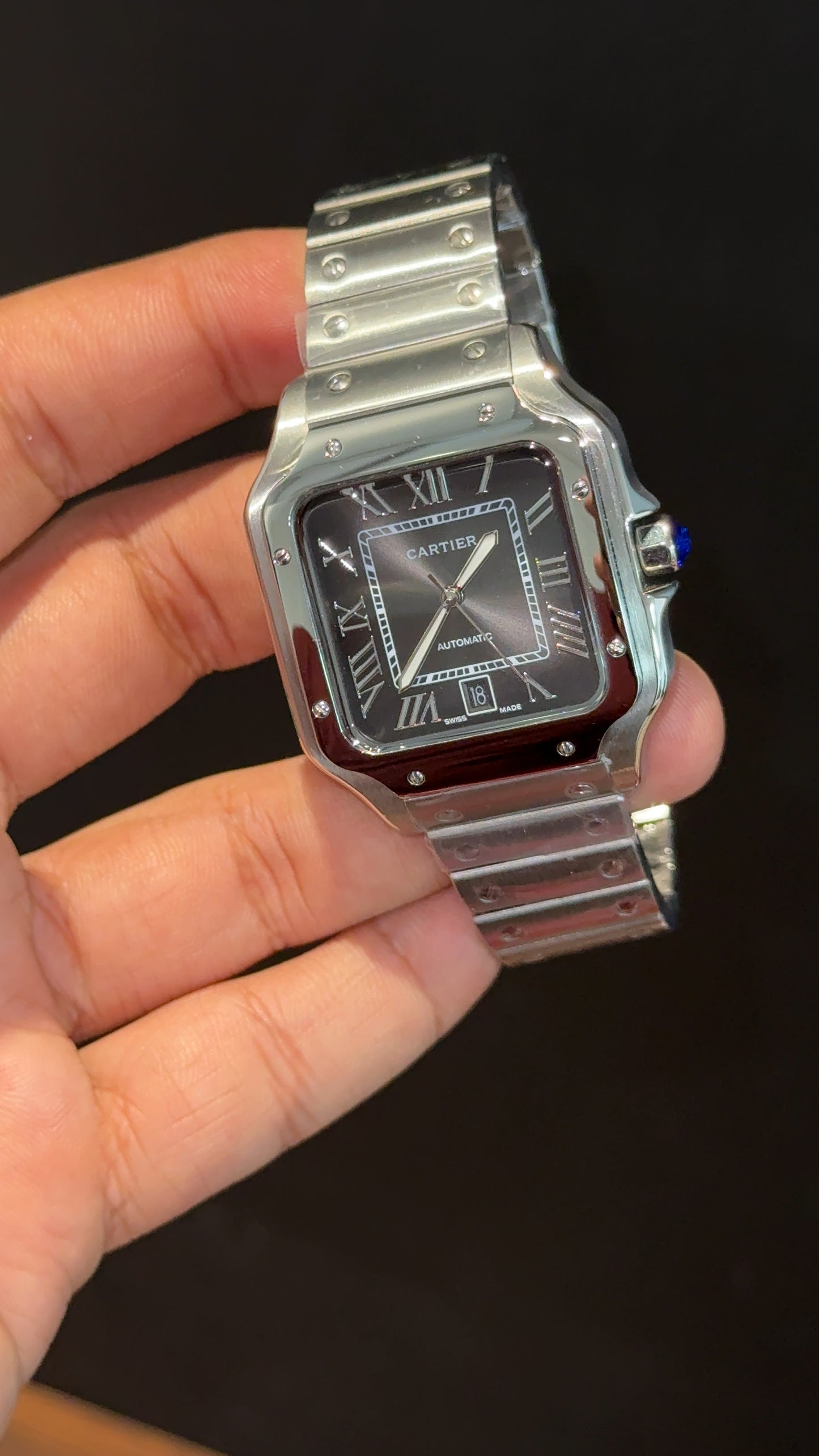 Santos | Silver Chain | Greyish Dial - twentyfour