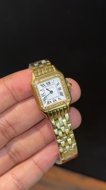 Cartier Panthere | 22mm | Woman  | Diamond Case | Gold Chain | White Dial