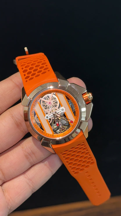 Jacob And Co | Rose Case | CR7 Edition | Orange Strap |Pendulum | Orange Machine Dial