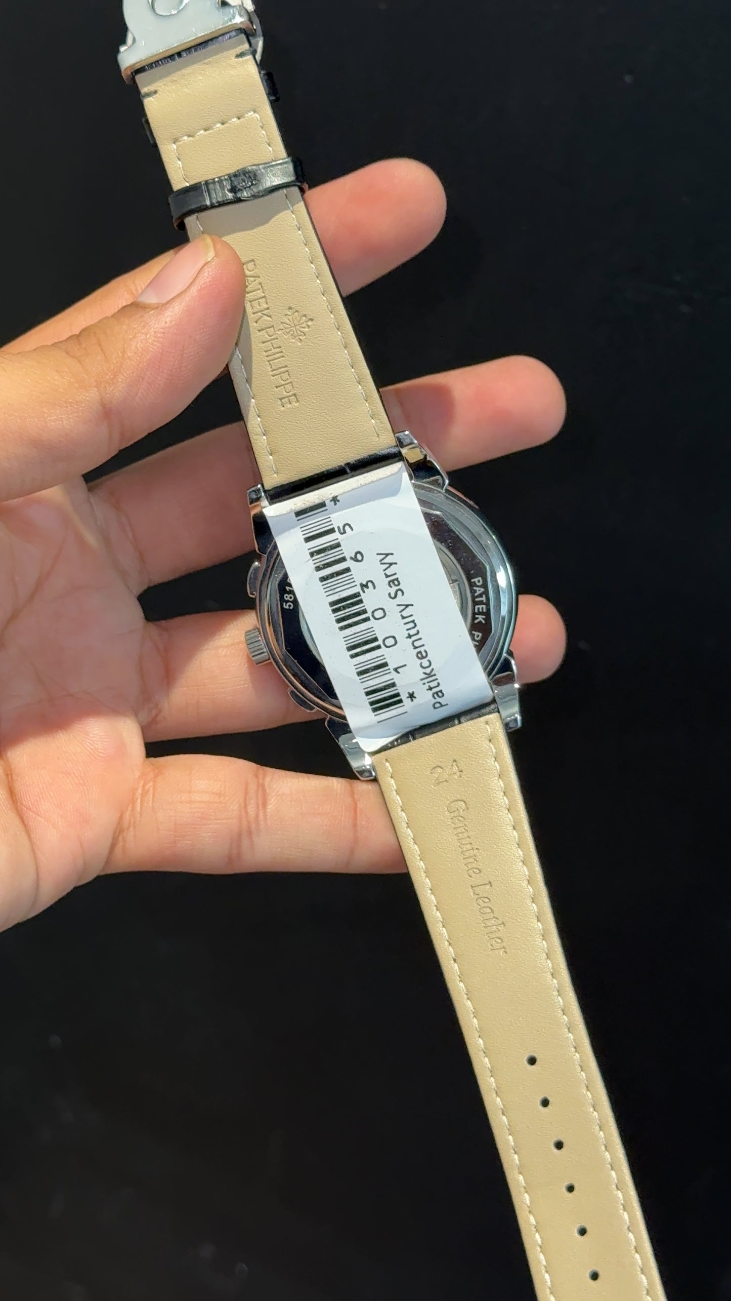 Patek Century | Auto | Silver Case | Black Diamond Dial | Black Leather Strap - twentyfour