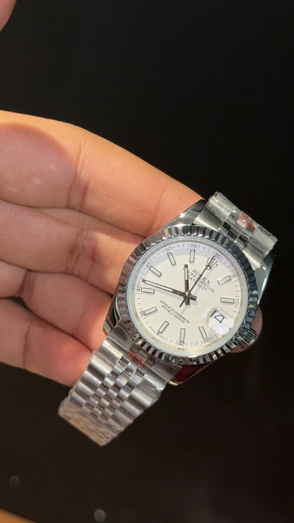 Datejusy | 36mm | Silver Chain | White Dial