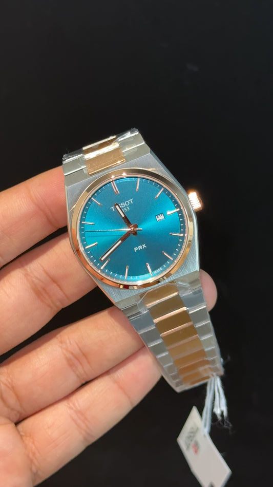 Tissot Prx | Quartz | Gold Two Tone | Torquiose Plain Dial - twentyfour