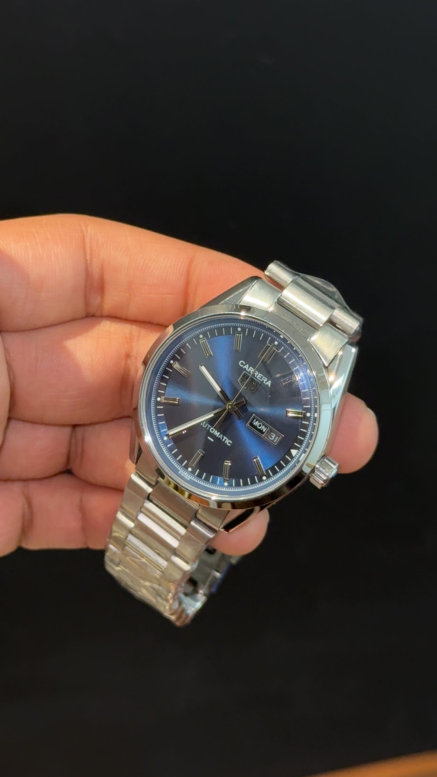 Tag Carrera | Silver Chain | Daydate | Navy Blue Dial