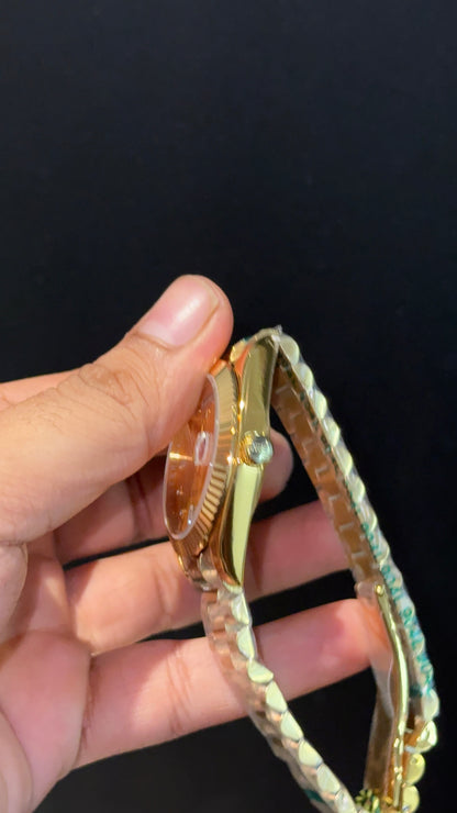 Daydate | Gold Chain | Diamond Digit | Gold Dial
