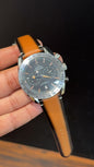 Omega Speedmaster | Chrono | Silver Bezel | Camel Black Strap |Grey Dial - twentyfour