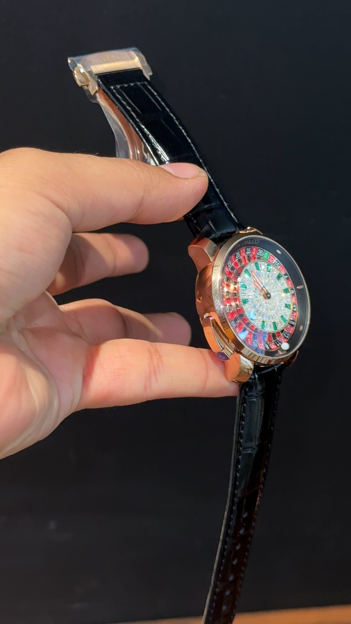 Executive Jacob And Co | Rose Case | Casino Tourbillon Edition | Black Leather Strap | White Diamond Dial - twentyfour