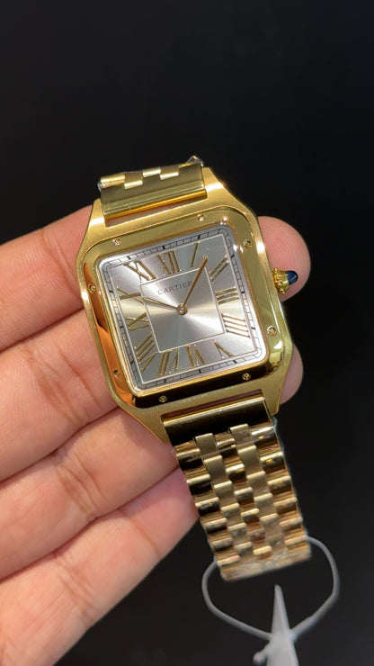 Santos De Cartier | Slim Edition | Gold Chain | Grey Dial