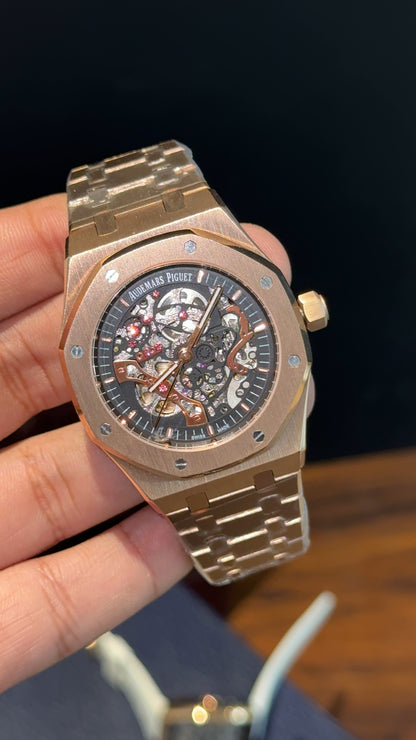 AP Skeleton | Auto | Rose Chain | Black Dial