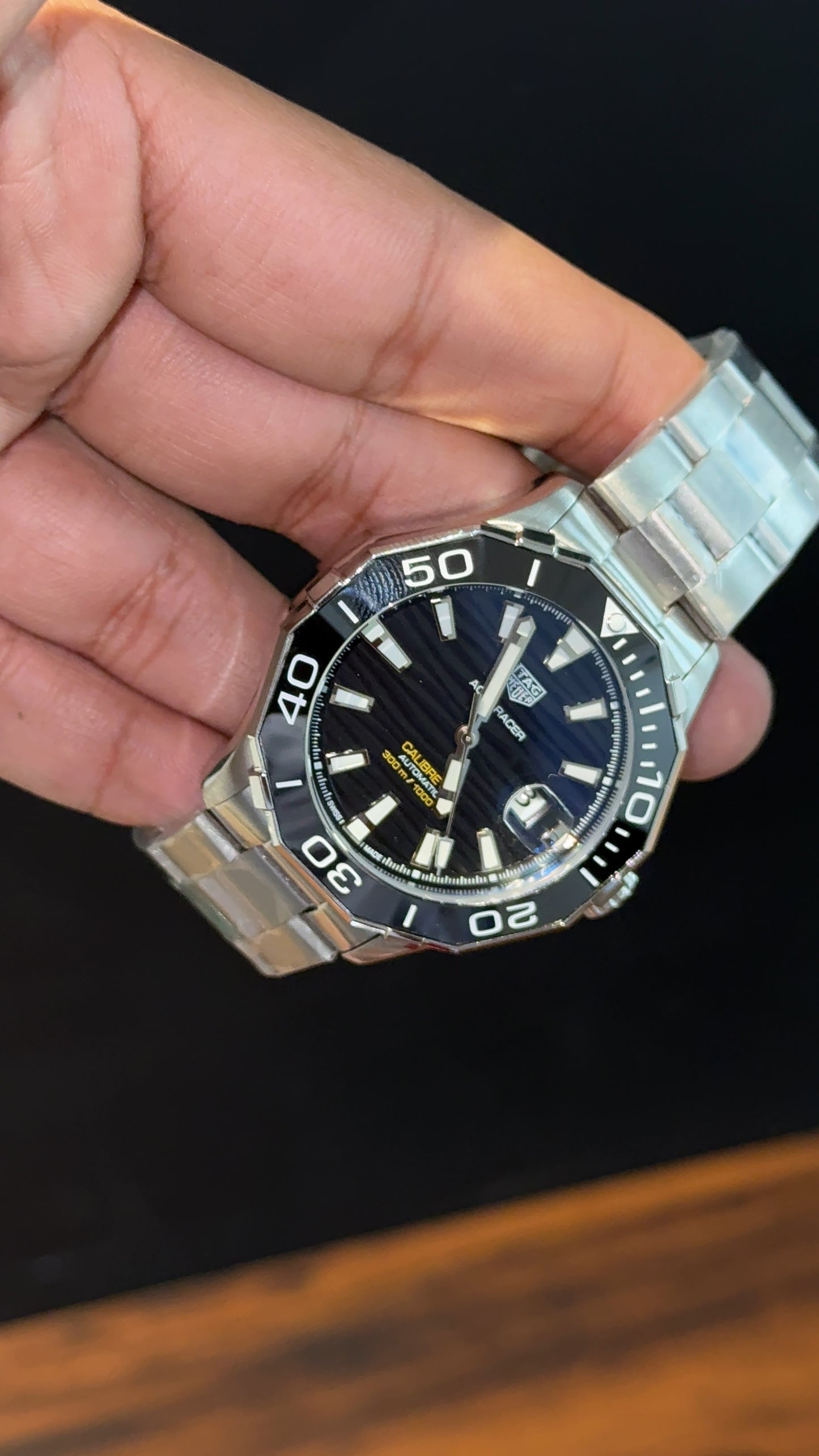 Tag Aquaracer | Calibre 5 | Silver Chain | Black Bezel | Black Dial