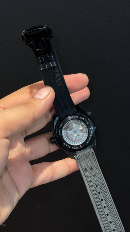 Omega Seamaster | Black Bezel | Bkack Strap | Sky Blue Earth | Black Dial