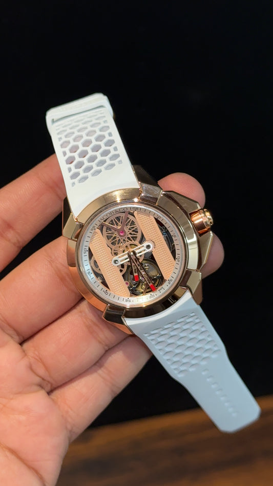 Jacob And Co | Rose Case | CR7 Edition | White Strap | Pendulum | Rose Machine Dial