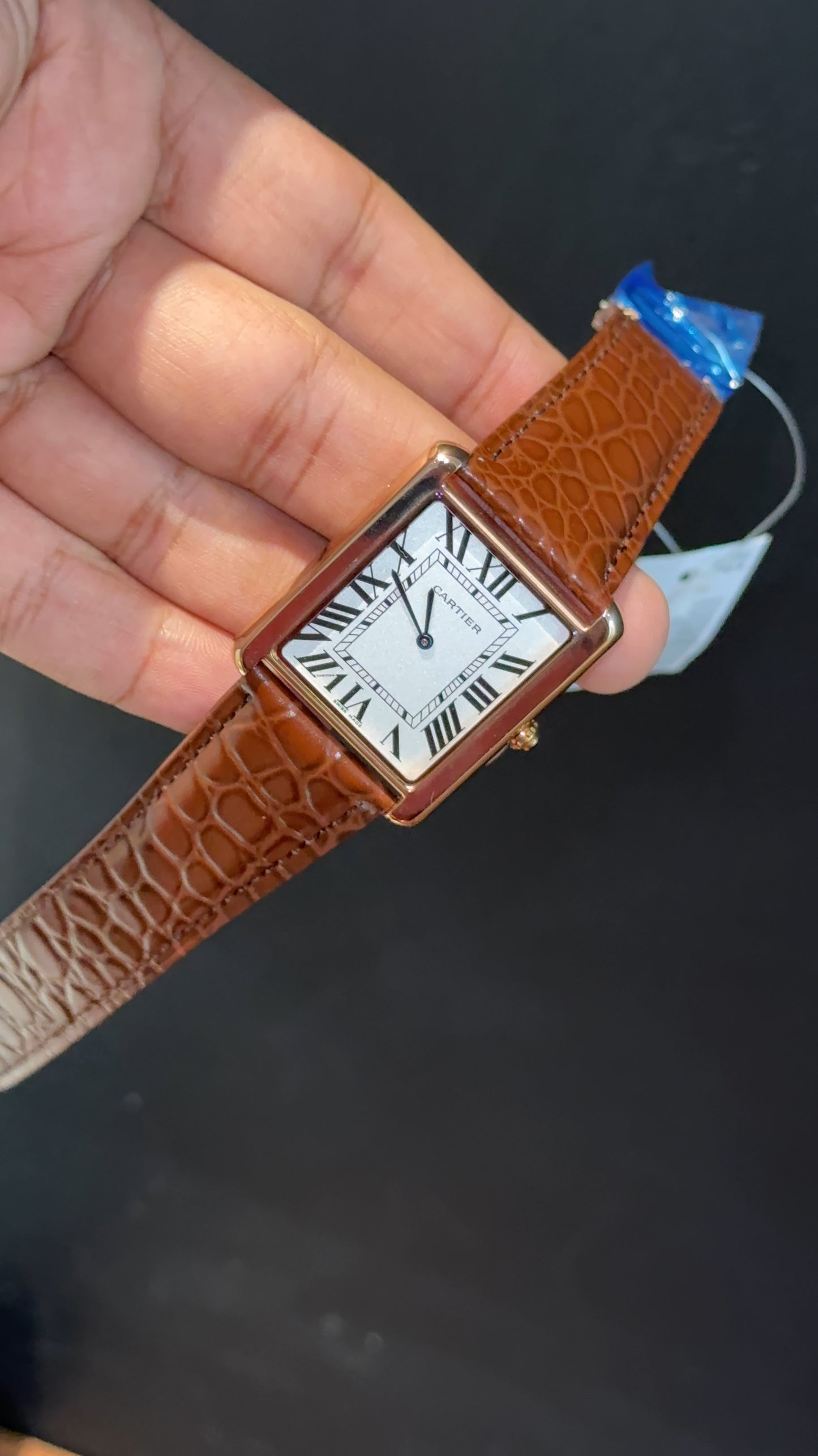 Cartier Tank | Rose | Brown Leapord Strap | White Dial