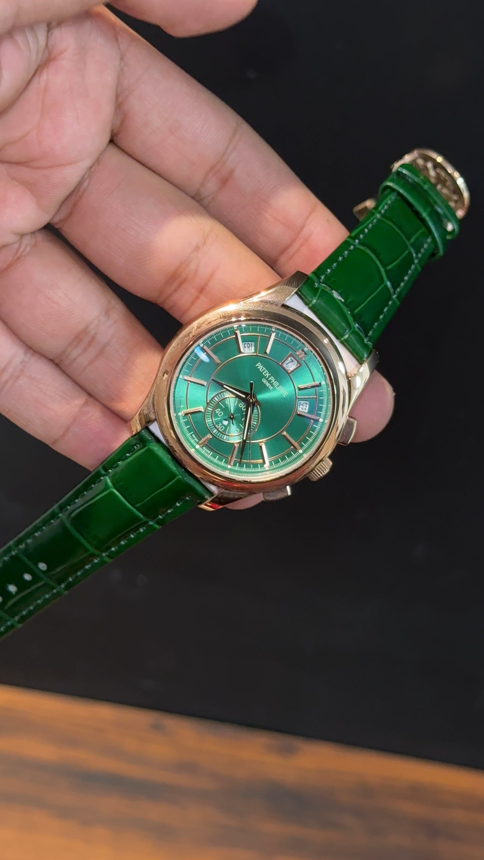 Pp Auto | Annual Calendar Edition | Rose | Green Strap | Green Dial - twentyfour