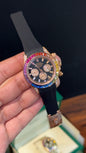 Daytona Rose | Rainbow Diamond Case | Black Pvc Strap | Rainbow Digits | Chrono | Black Dial