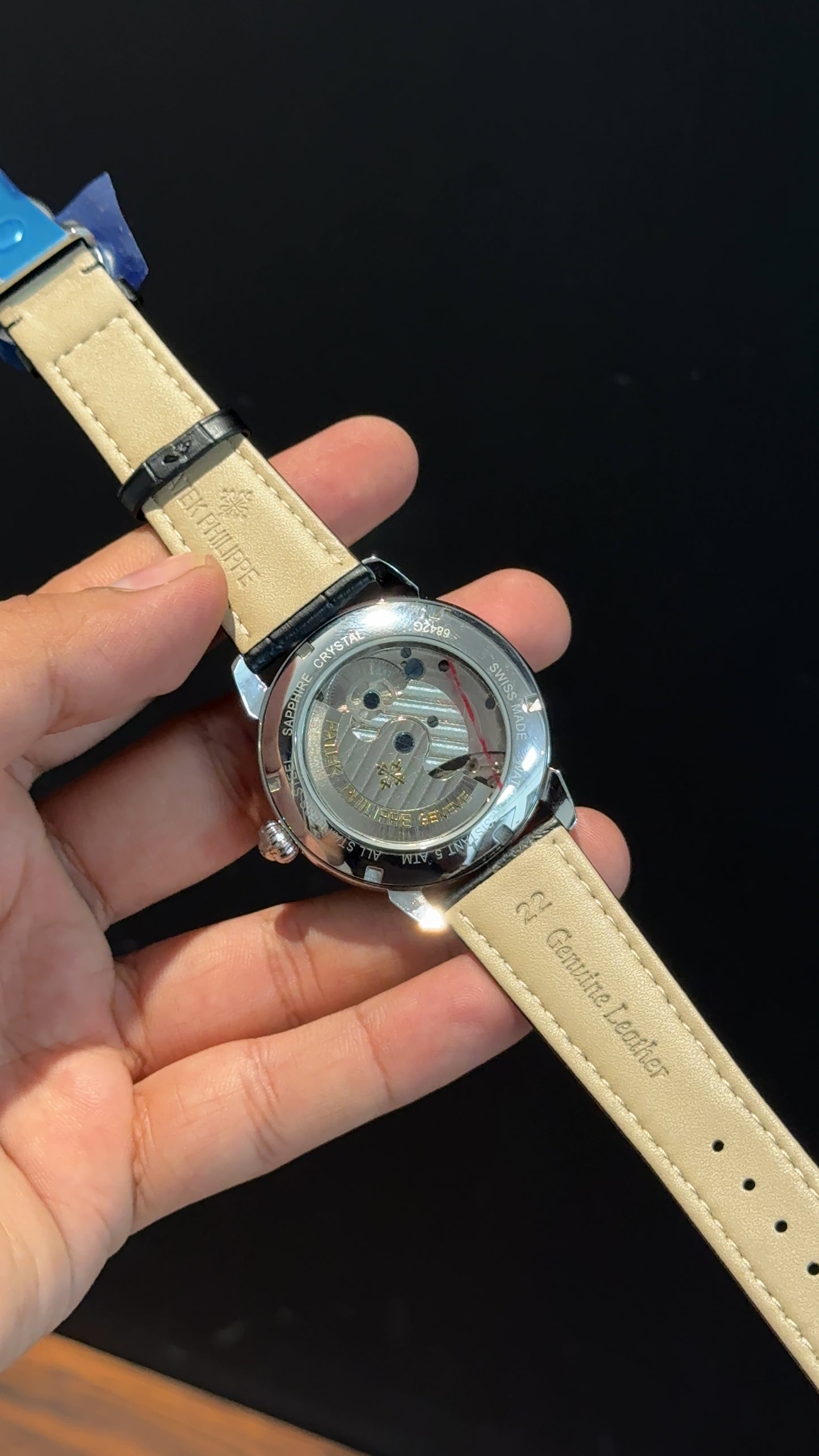 PP Auto | Silver | Pendulum | Black Leather Strap | Tiffany Index Dial