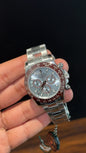 Executive Daytona | Platona | Silver Chain | Chrono | Sky Blue Dial - twentyfour