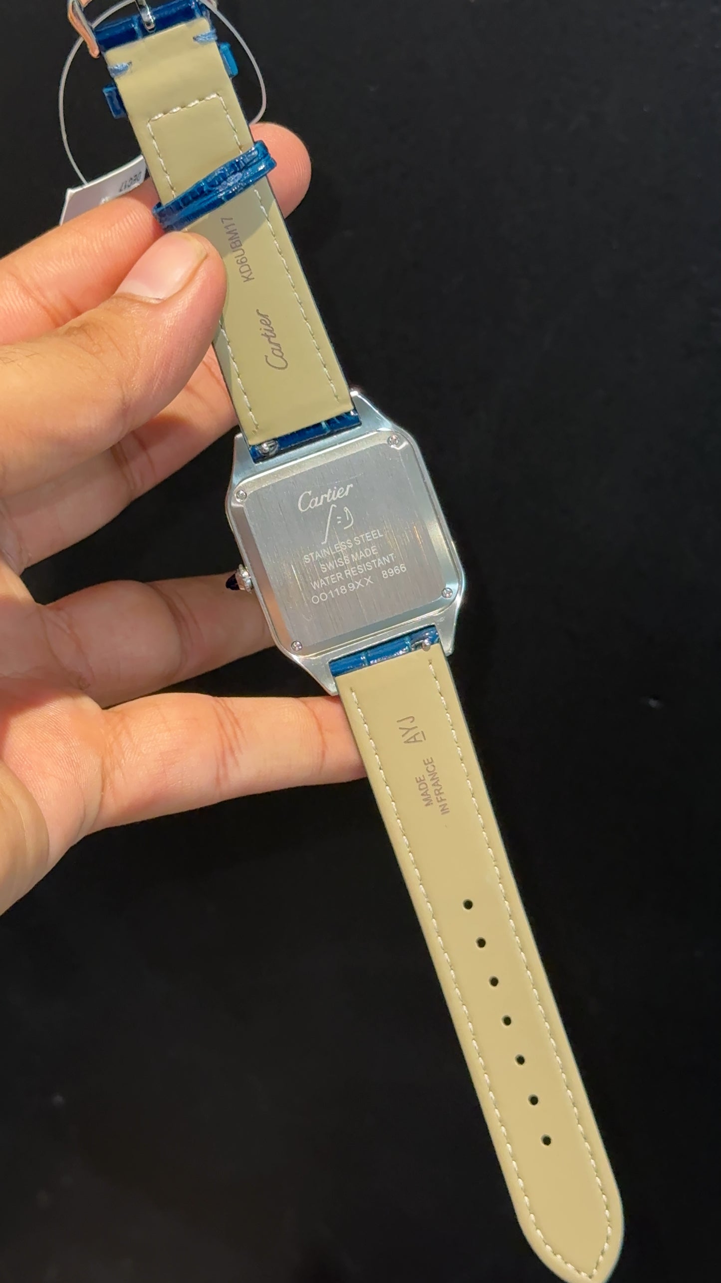 Cartier Santos | Gold Two Tone Case | Blue Dumont Strap | White Dial
