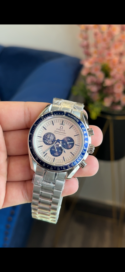 Omega | Blue Chrono Bezel | Speed Snoopy Chain