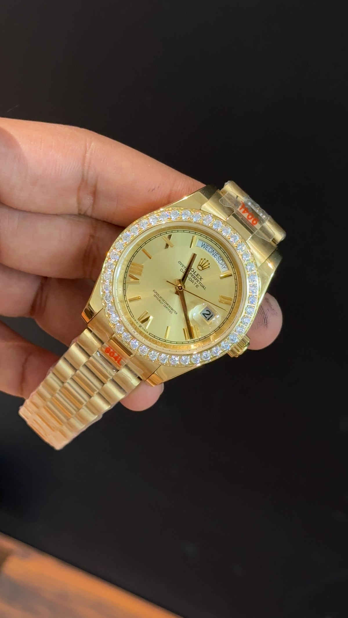 Daydate | Diamond Bezel | Gold Chain | Gold Index Dial