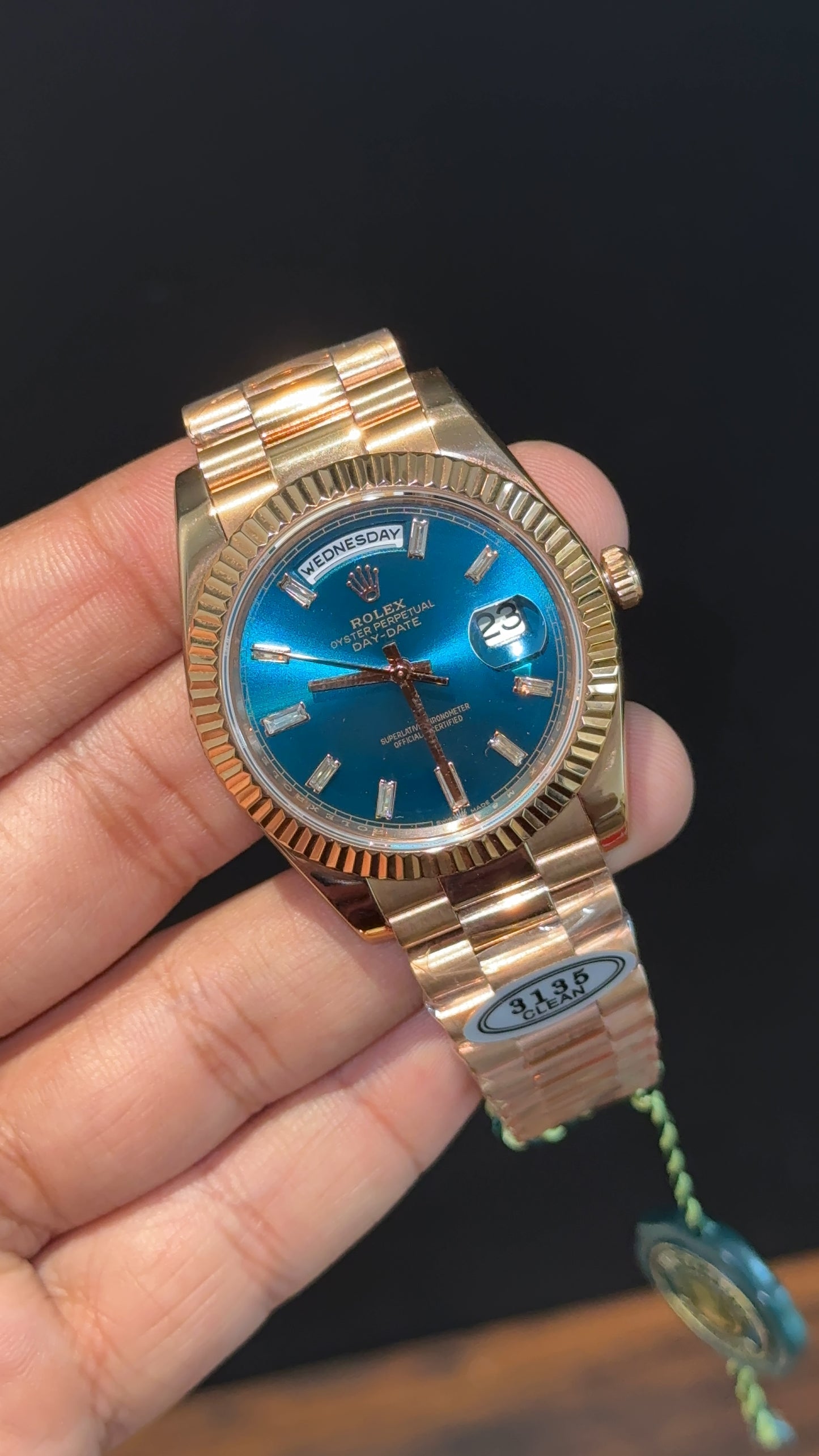 Premium Daydate | Rose Chain | Torquoise Dial