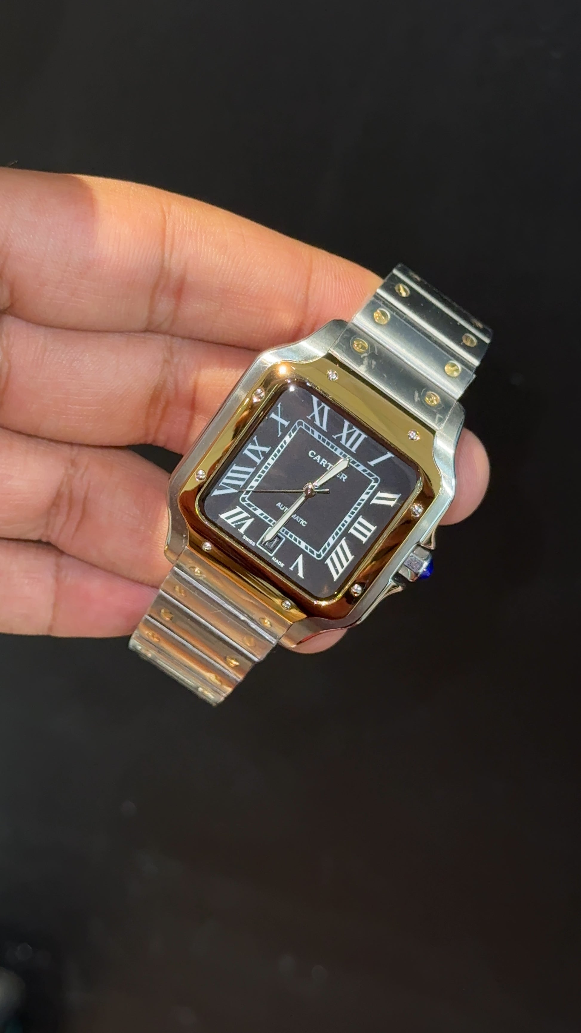 Santos | Gold Two Tone | Blackish Dial - twentyfour