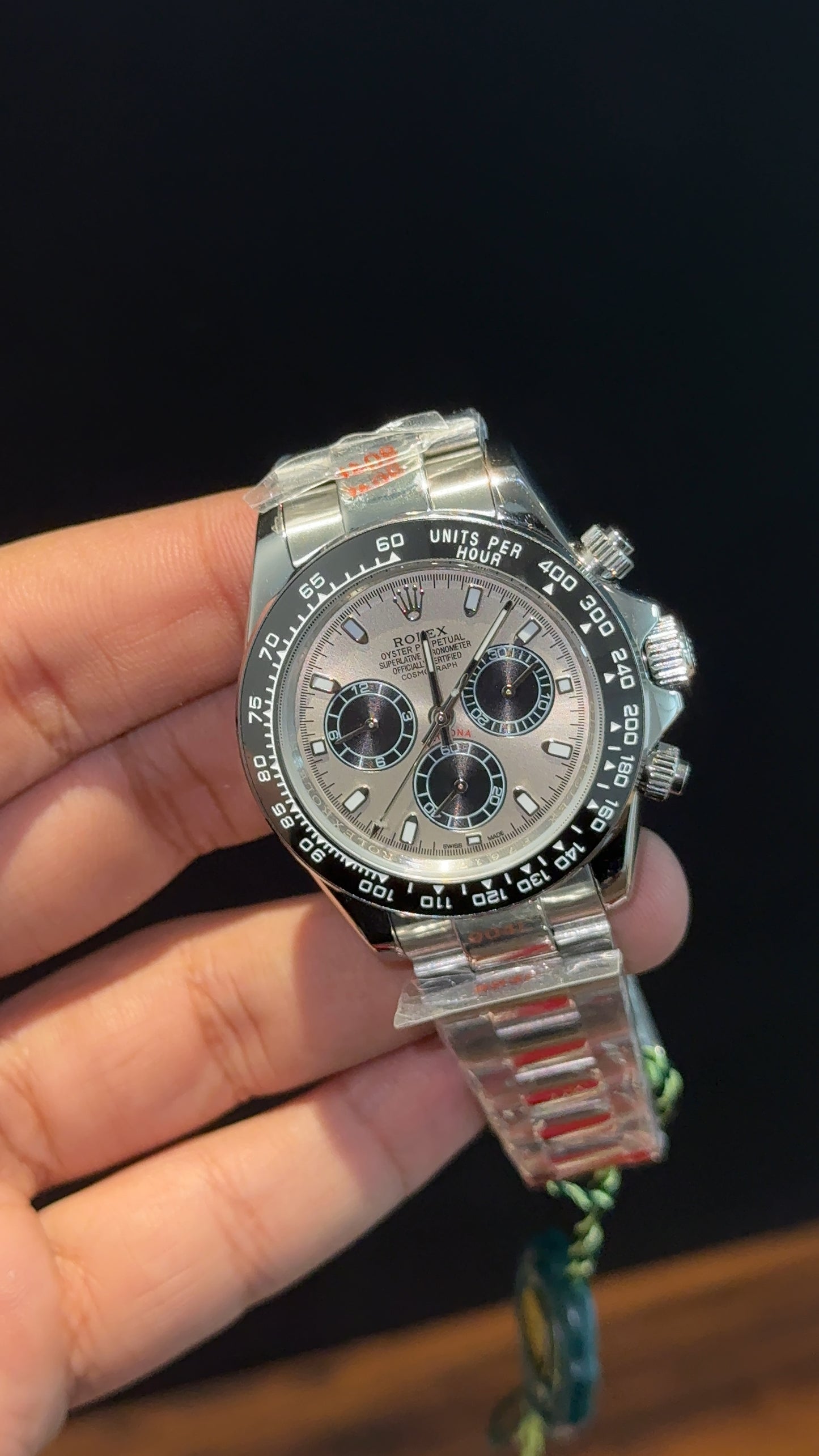 Daytona | Silver Chain | Black Chrono | Grey Dial