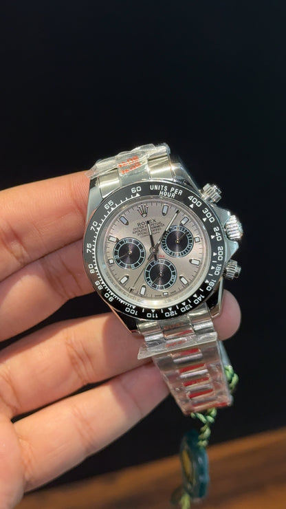 Daytona | Silver Chain | Black Chrono | Grey Dial