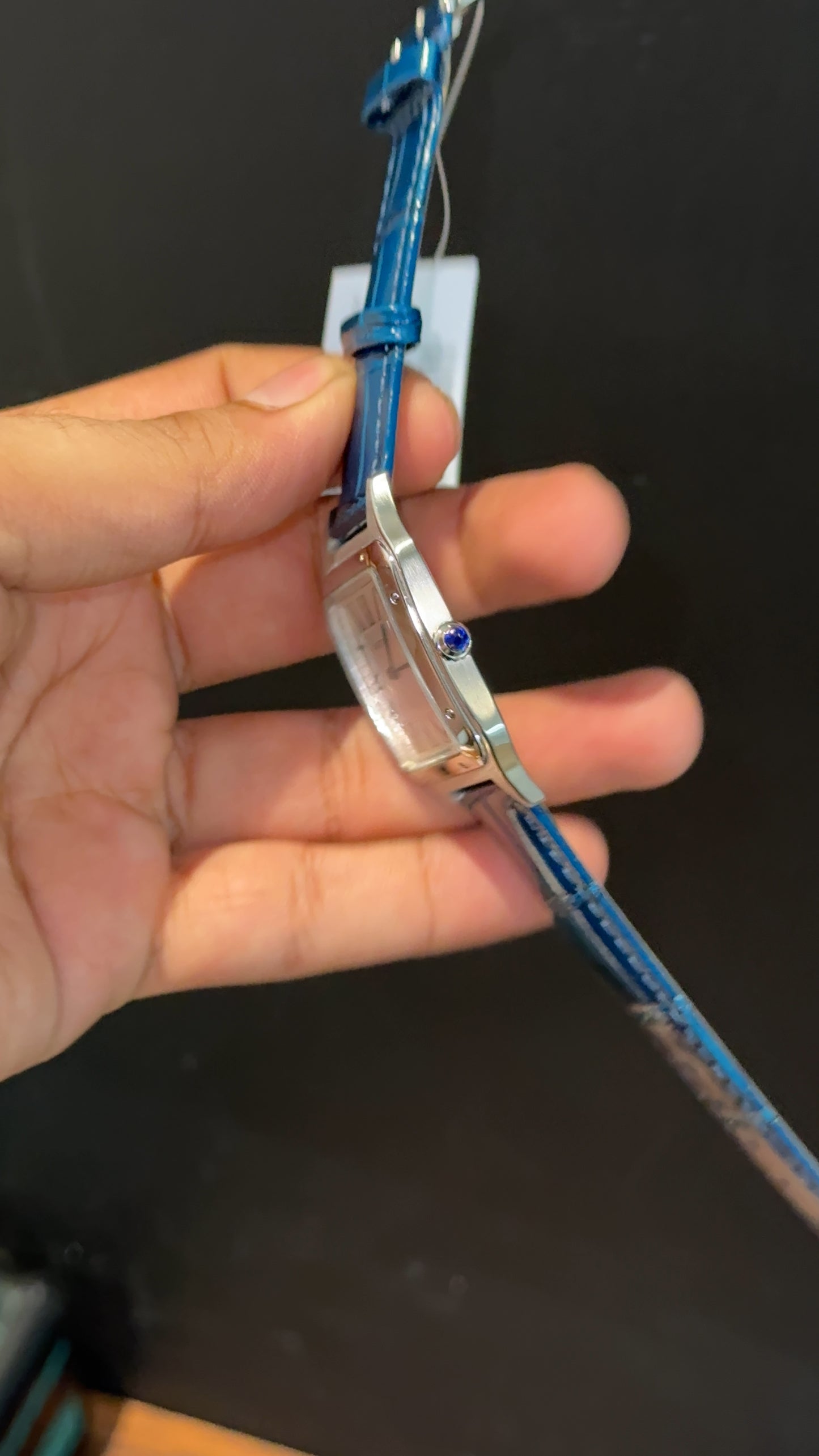 Cartier Santos | Silver Case | Blue Dumont Strap | White Dial