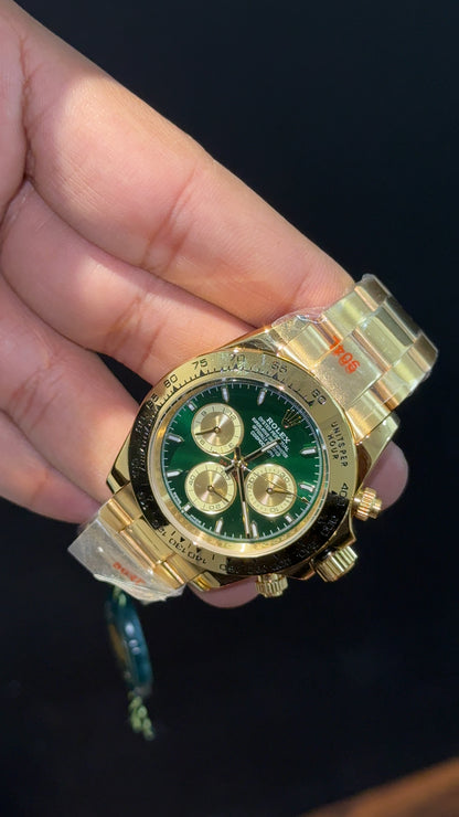 Daytona | Gold Chain | Gold Chrono | Green Dial