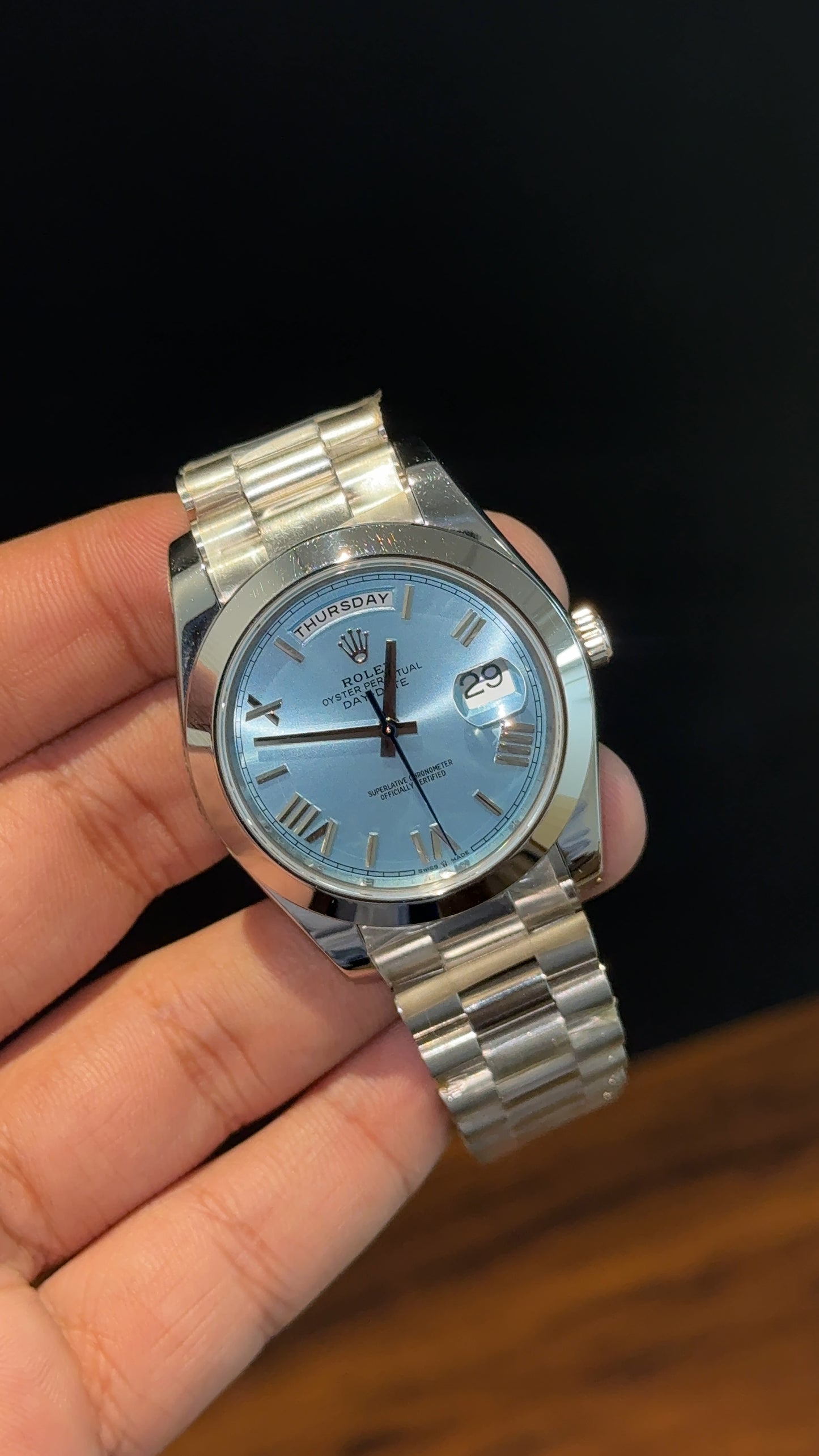 Premium DayDate | Silver Chain | Plain Bezel | Tiffany Dial