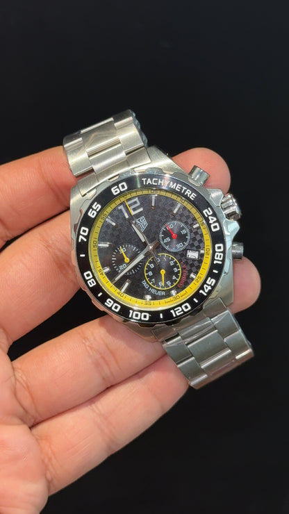 Tag Formula 1 | Silver Chain | Chrono | Yellow Black Dial