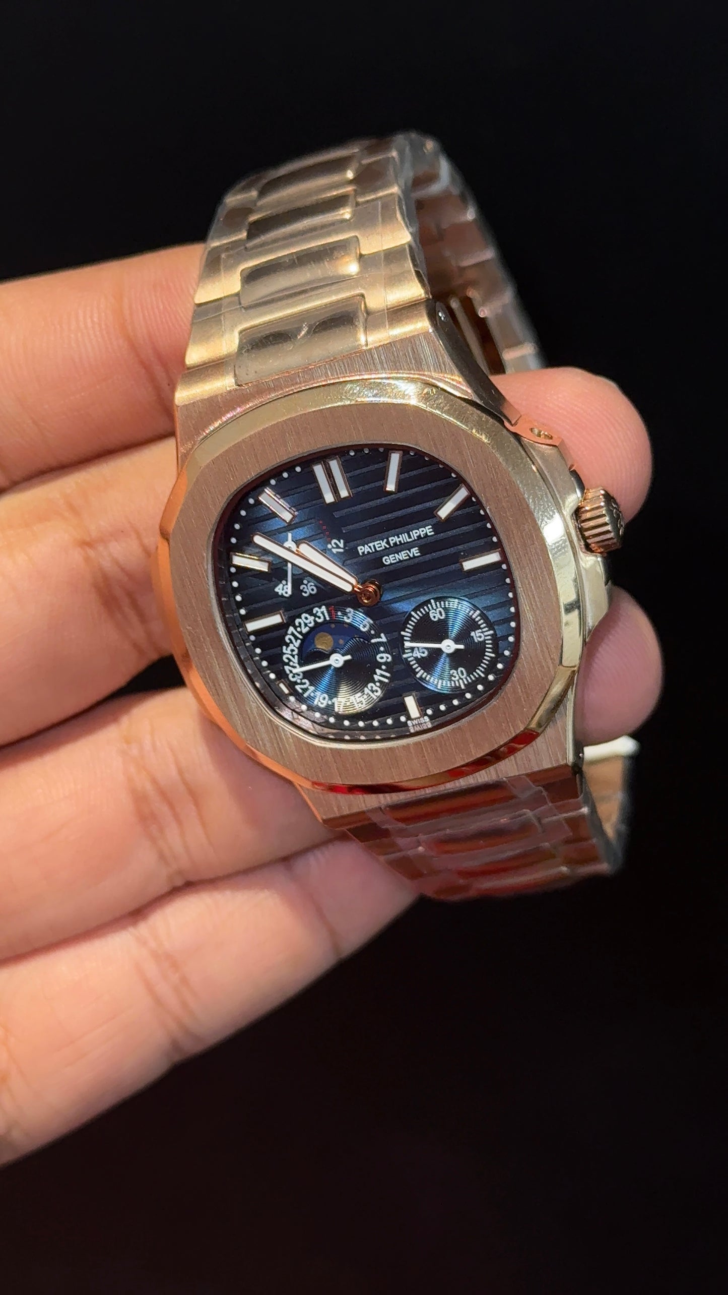 Pp Auto | Moonphase | Rose Chain | Sub Blue Dials