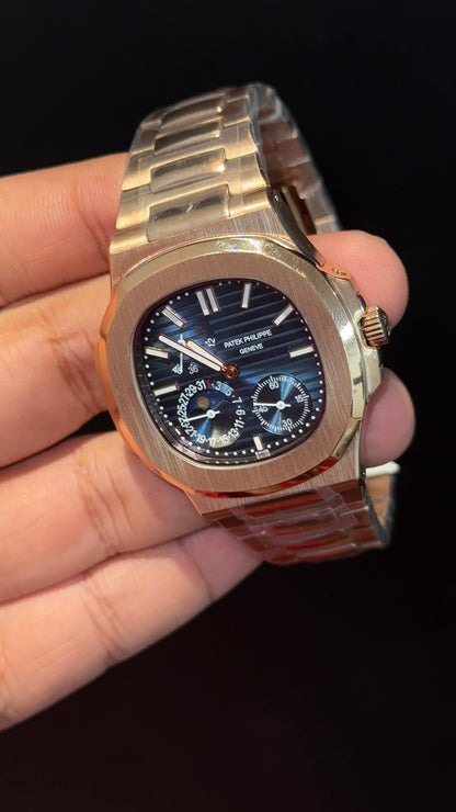 Pp Auto | Moonphase | Rose Chain | Sub Blue Dials