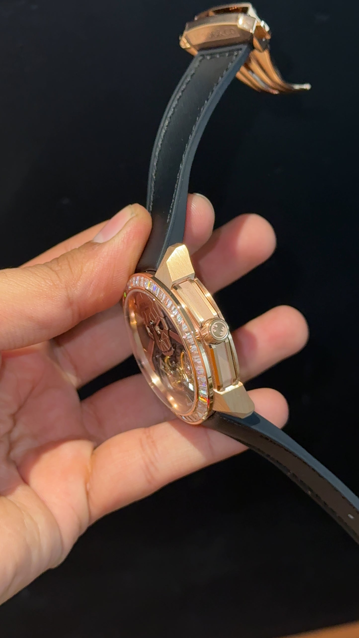 Executive Jacob And Co | Rose Case | Skull Tourbillon Edition | Black Strap | Black Dial