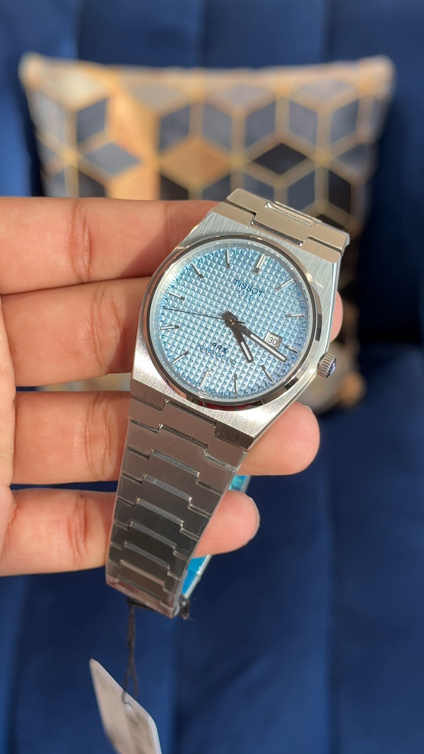 Tissot Prx | Quartz | Silver Chain | Sky Blue Texture Dial