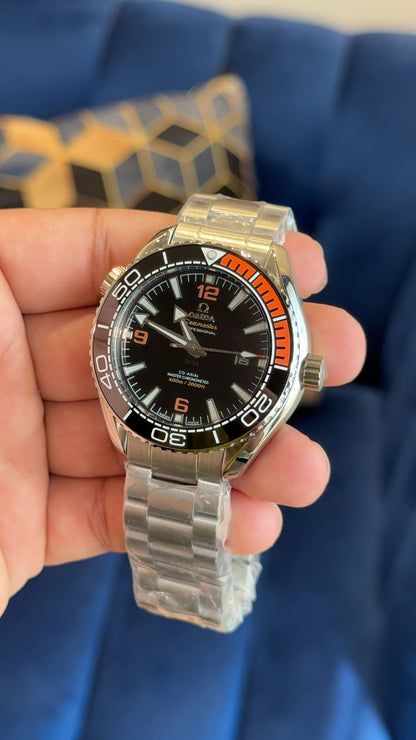 Omega Seamaster Auto | Silver | Orange Bezel | Black Dial