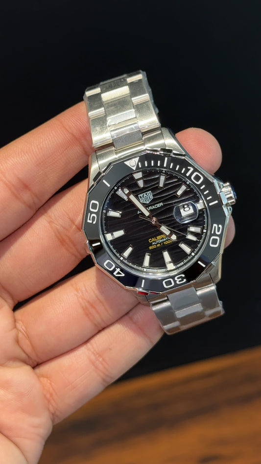 Tag Aquaracer | Calibre 5 | Silver Chain | Black Bezel | Black Dial