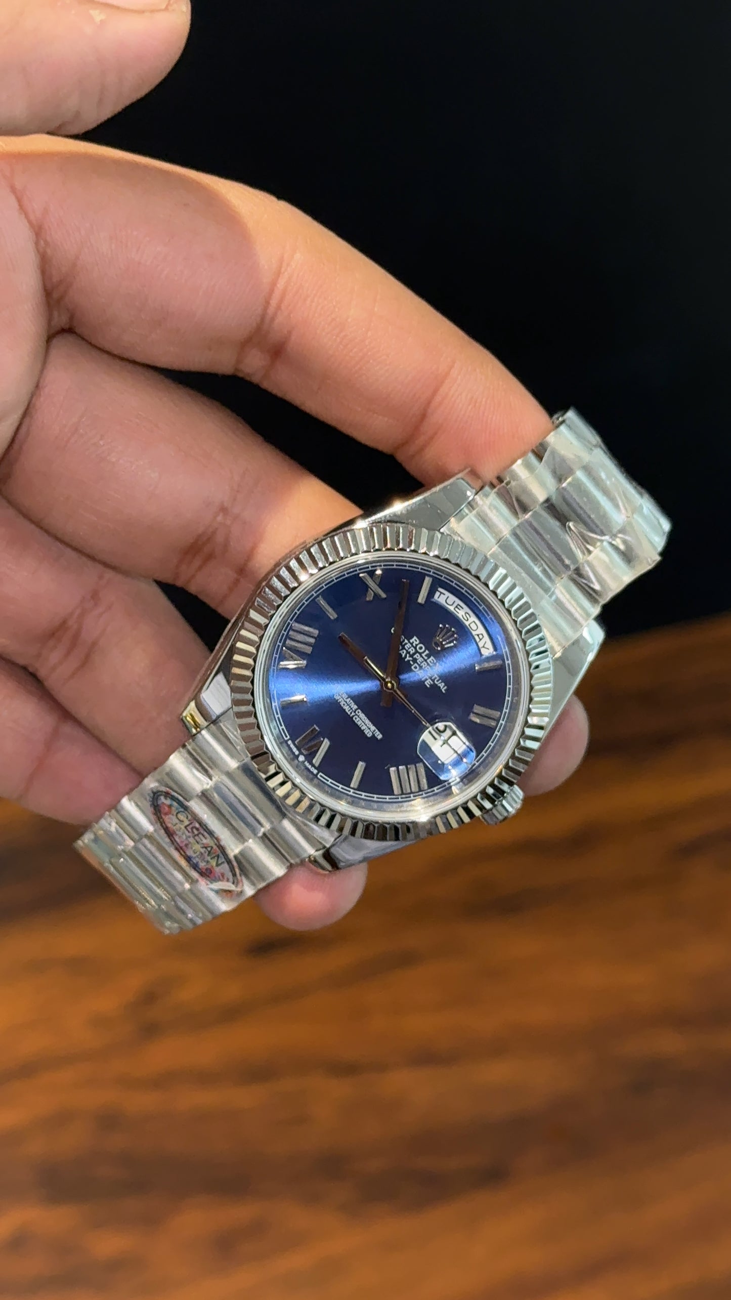 Premium DayDate | Silver Chain | Dark Blue Dial
