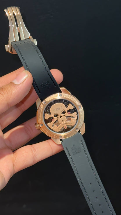 Executive Jacob And Co | Rose Case | Skull Tourbillon Edition | Black Strap | Black Dial