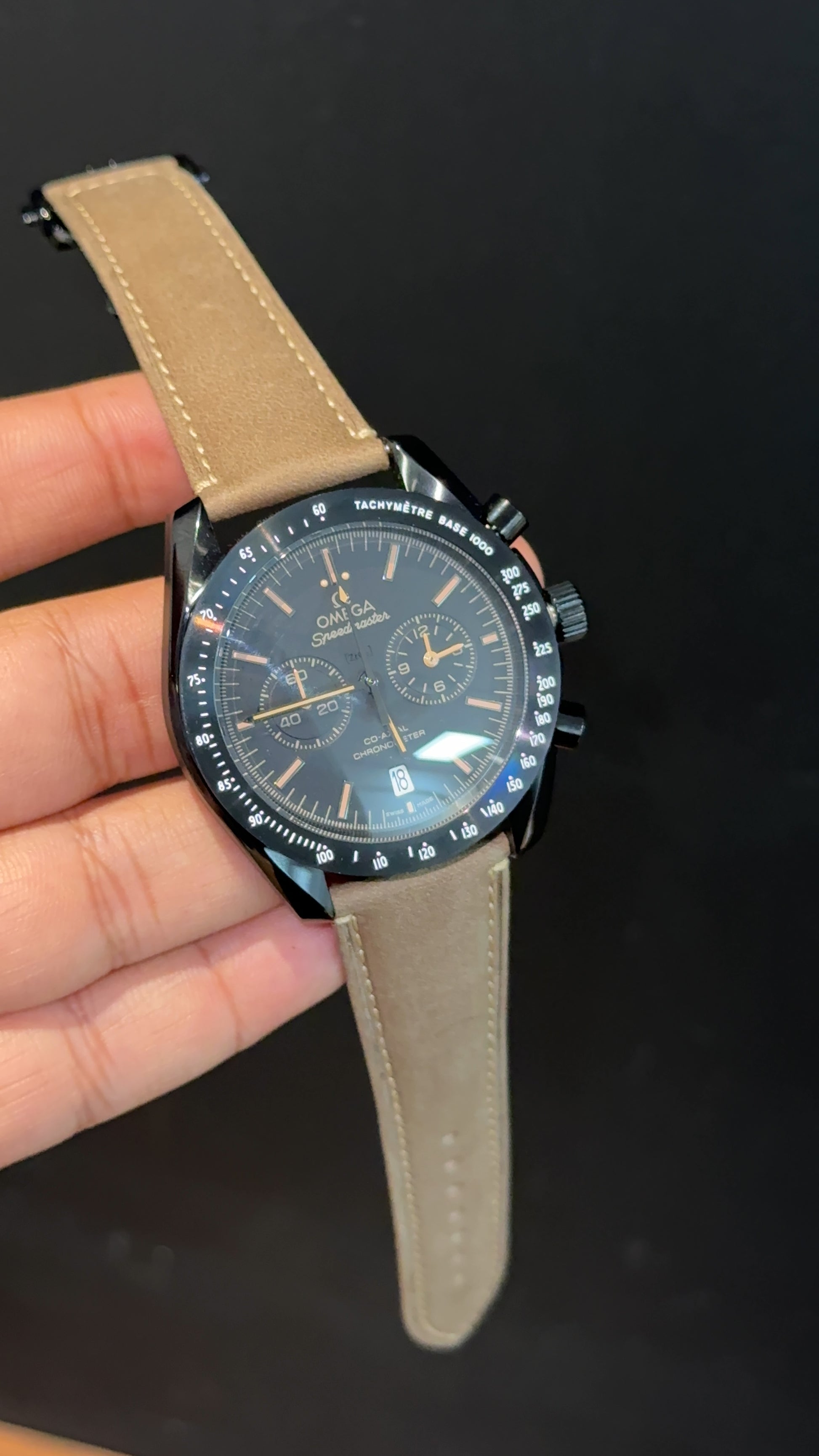 Omega Speedmaster | Black Bezel | Light Brown Strap | Black Dial - twentyfour