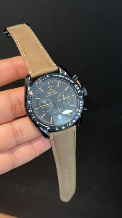 Omega Speedmaster | Black Bezel | Light Brown Strap | Black Dial - twentyfour